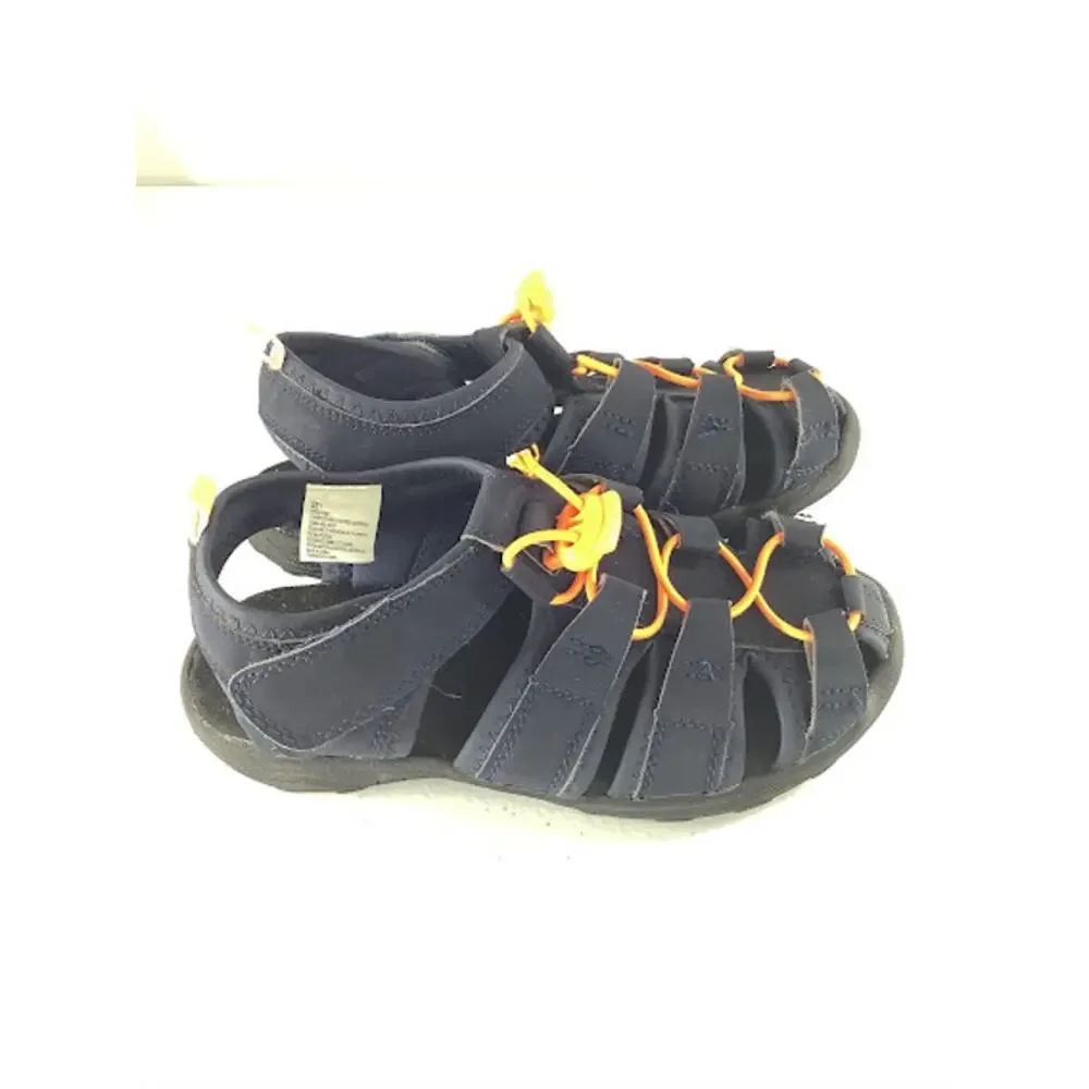 Gymboree Boys Black & Orange Drawstring Sandals Kids Youth Size 1